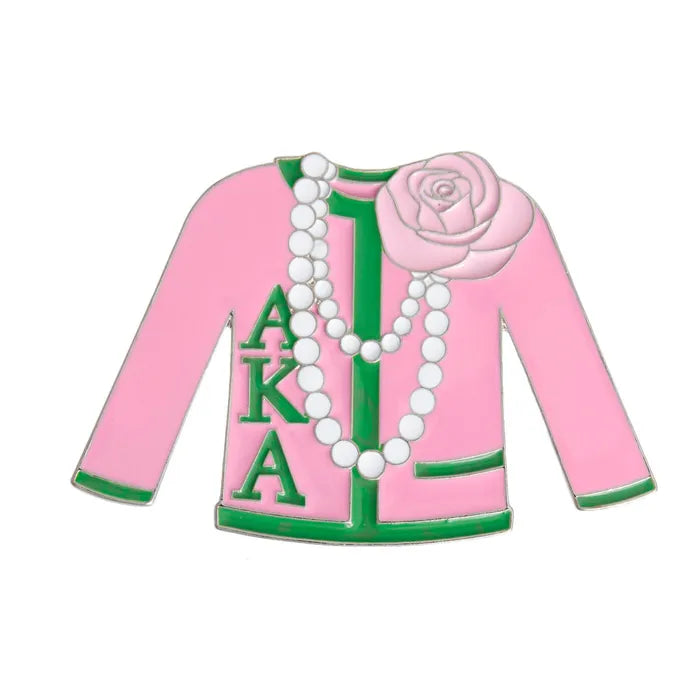 Sorority Pink Green Sweater Pin - Fitted To A Tee