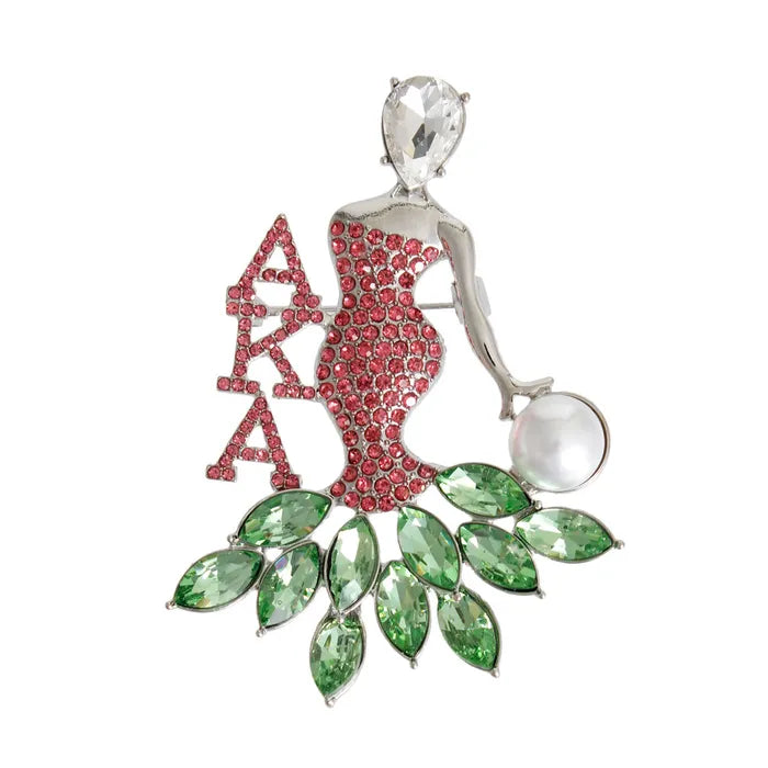 Sorority Pink Green Women Brooch - Fitted To A Tee