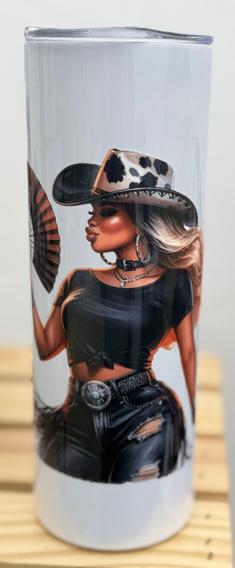 Pretty Cowgirl 20 oz Skinny Tumbler w/straw - Fitted To A Tee