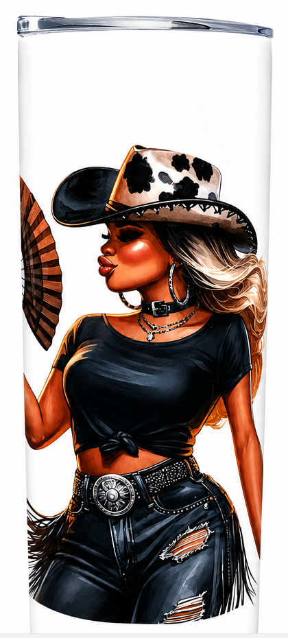 Sassy Cowgirl 20 oz Skinny Tumbler w/Straw - Fitted To A Tee