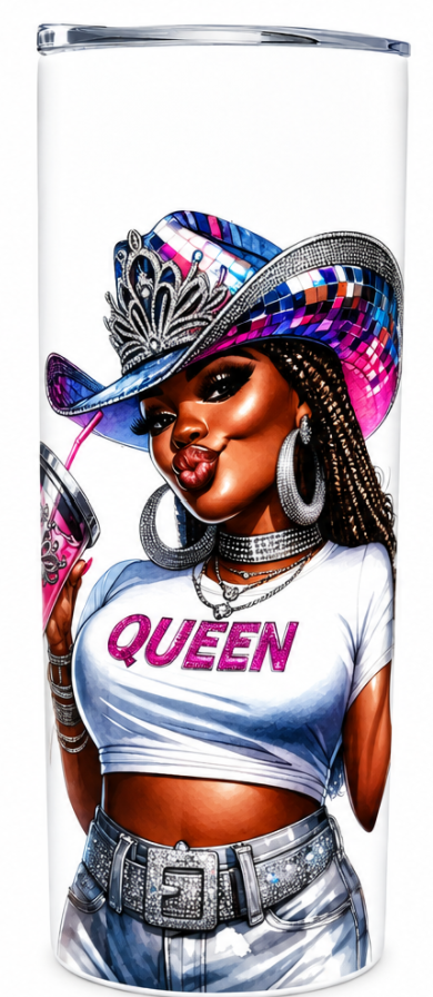 Queen Energy 20 oz Skinny Tumbler w/Straw - Fitted To A Tee
