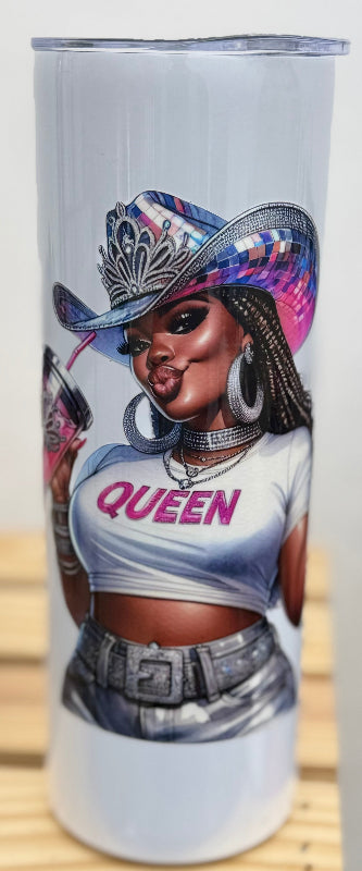 Pink Queen 20 oz Skinny Tumbler - Fitted To A Tee