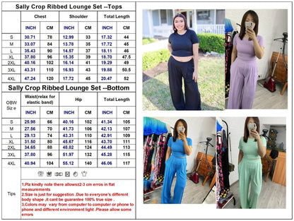Full Length Cropped Lounge Set in Four Colors- RTS